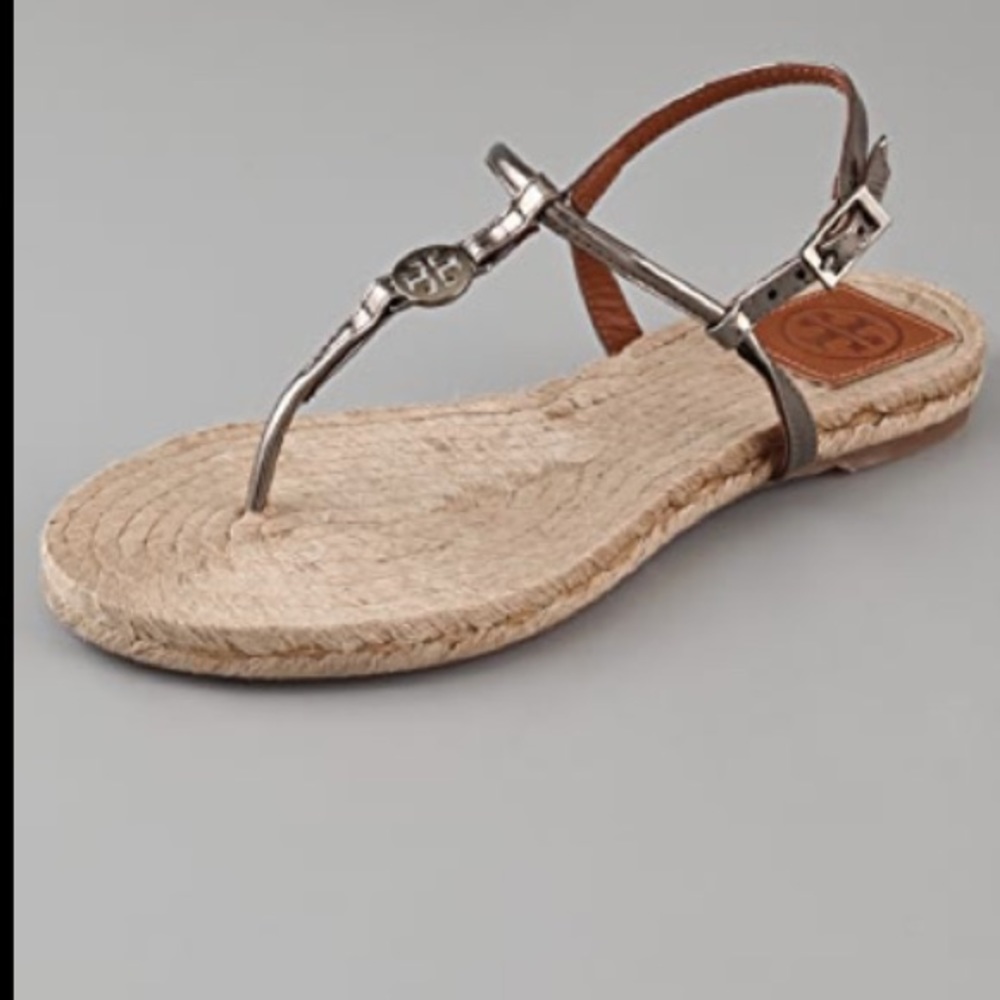 Tory Burch metallic thong espadrille size 8